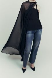 VELVET BOW CHIFFON CAPE - Black United States at Zara